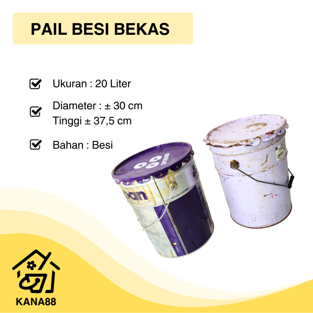 เหล็กเปล่า Pail 20 ลิตรถังมือสองสีสุ่ม