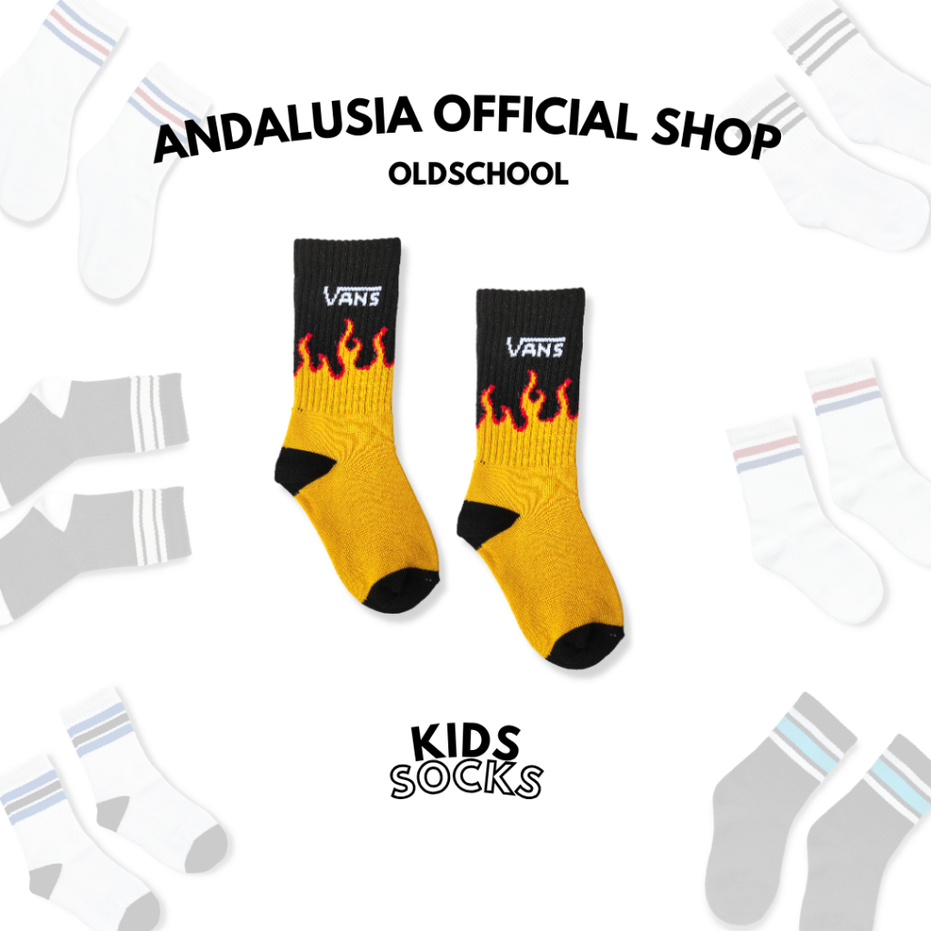 Andalusia Official - Kaos Kaki Anak Oldschool Kids Premium Motif Strip Vans Api - AK65