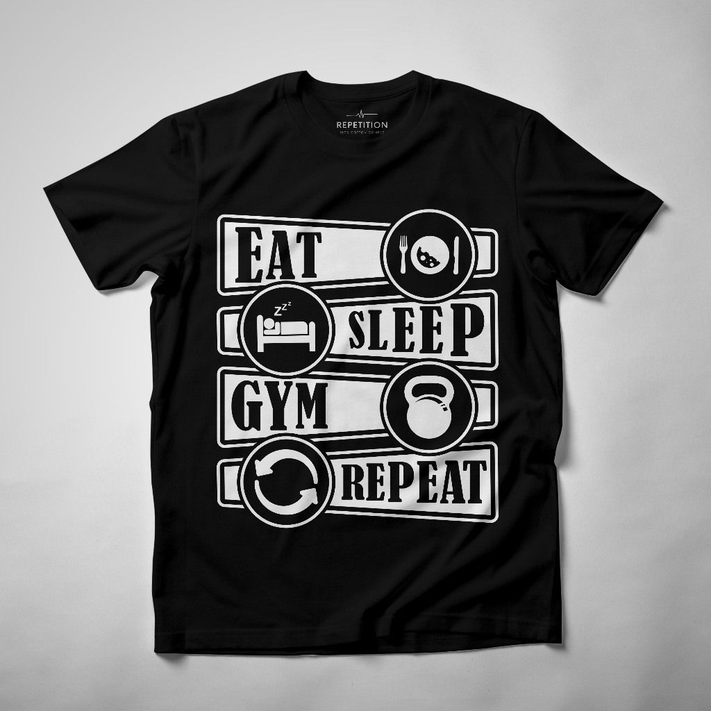 Eat Sleep Gym ทําซ้ํา 2 - Repetition T-Shirt Gym Design