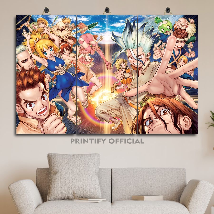 ดรหินอะนิเมะภาพตกแต่งห้อง45x30หลายแผง | สินค้า Printify| Anime Room โปสเตอร์วอลล์เปเปอร์ Dr Stone | 