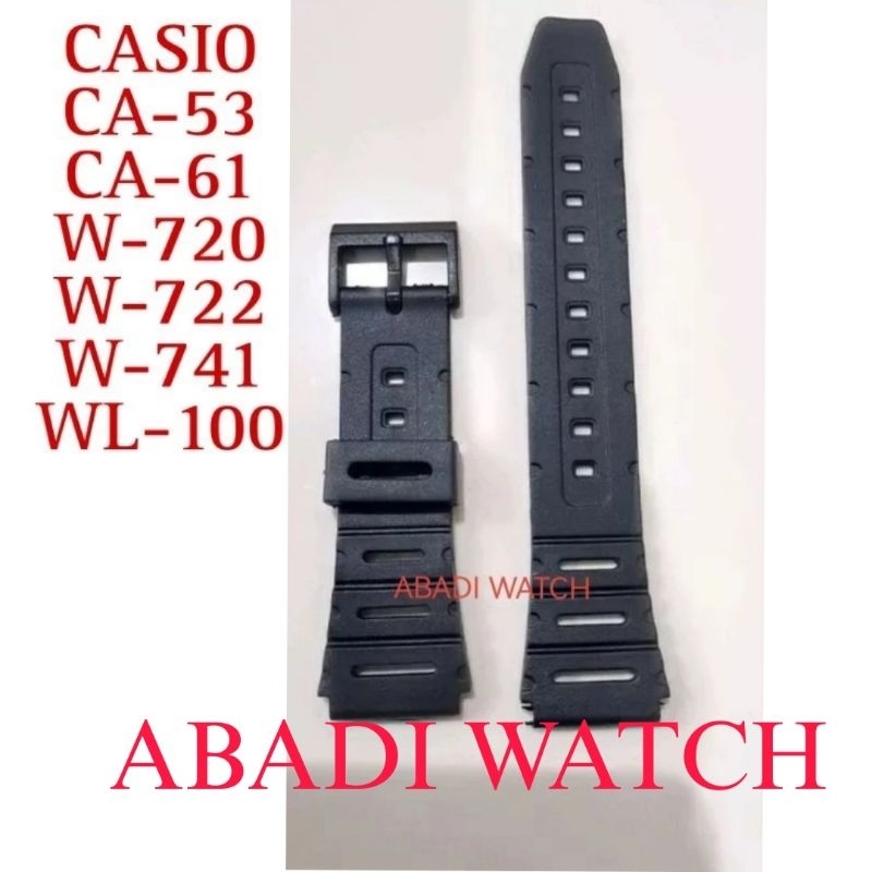 สายนาฬิกา Casio CA-53 CA-61 WL 100 W-720 722 741 หัวเข็มขัดสีดํา