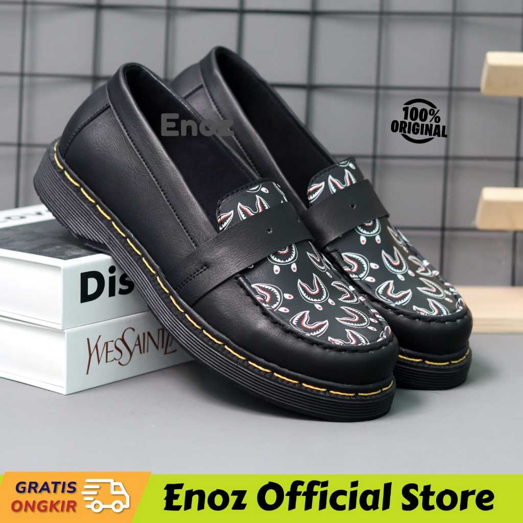 Docmart Bape รองเท้าโลฟเฟอร์หนังอย่างเป็นทางการสําหรับผู้ชายรองเท้าทํางาน Enoz Bape