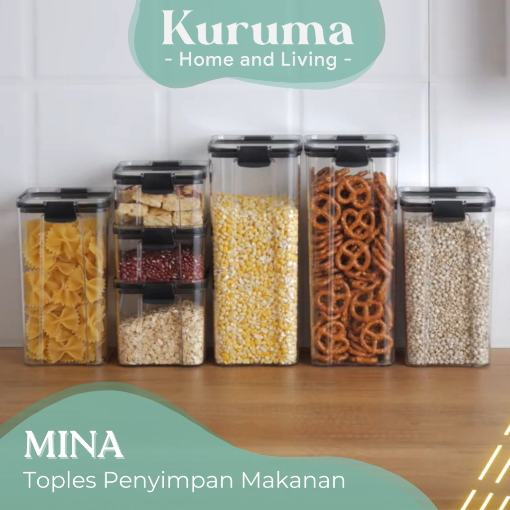 Kuruma MINA กระปุกใส่ขนมขบเคี้ยว น้ําตาลใส สุนทรีย์ ห้องครัว เครื่องเทศ โหลใส่อาหาร มินิมอล ใส กล่องอาหาร ขนาดเล็ก