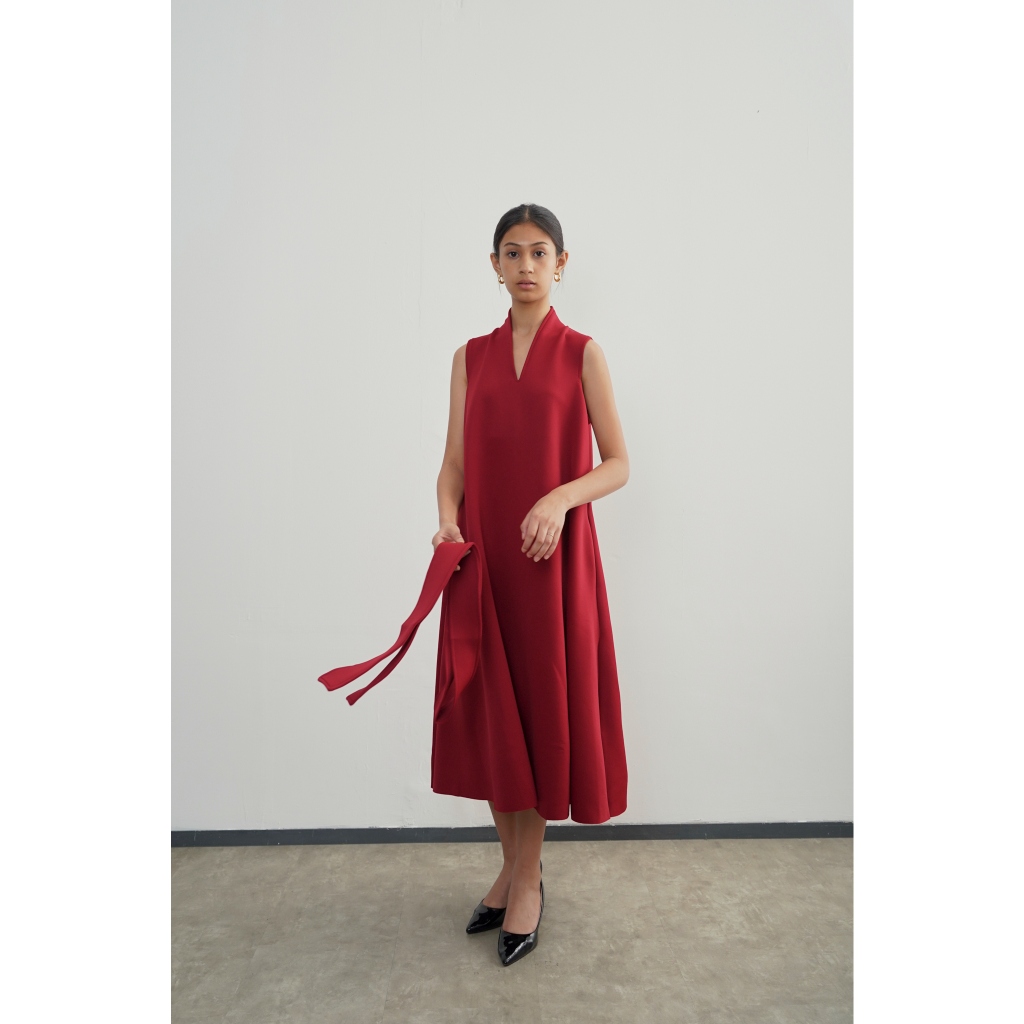 PAFON Zana Dress - สี Maroon