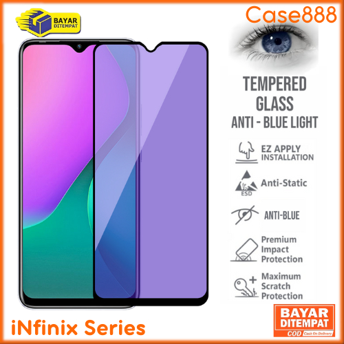 กระจกนิรภัย 10D 9H ฝาครอบ Anti Shock BLUELIGHT ANTI RADIATION สําหรับ iNfinix Hot 9 Play 10 Play 11 