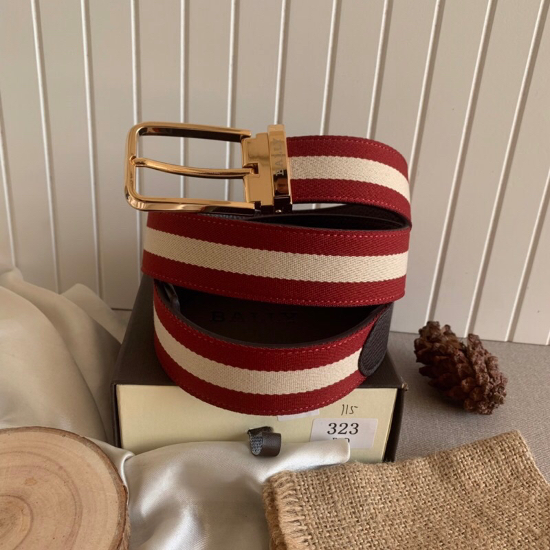 เข็มขัด BUCKLE BALLY STRIPE BELT PREMIUM QUALITY FREE BOX BELT
