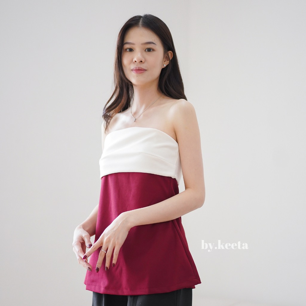 [ BYKETA ] Naomi - Tube Top Sabrina Blouse Top I Kemben