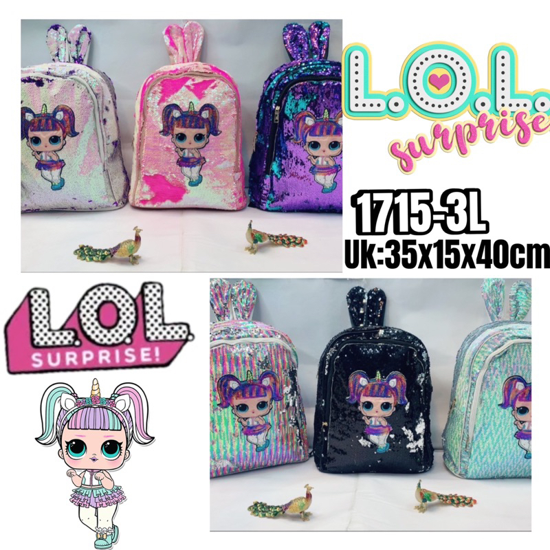 GIRLS BACKPACK 1715-3L / BLING-BLING CHILDRENS BACKPACK / กระเป๋าเป้สะพายหลังนําเข้า / ชุดสําหรับของ