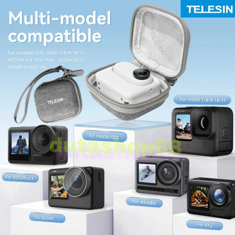 Akaso Telesin HARDCASE BAG TAS action CAM สําหรับ insta360 GO3 , GoPro Hero 5/6/7/8/9/10/11/12 , aka