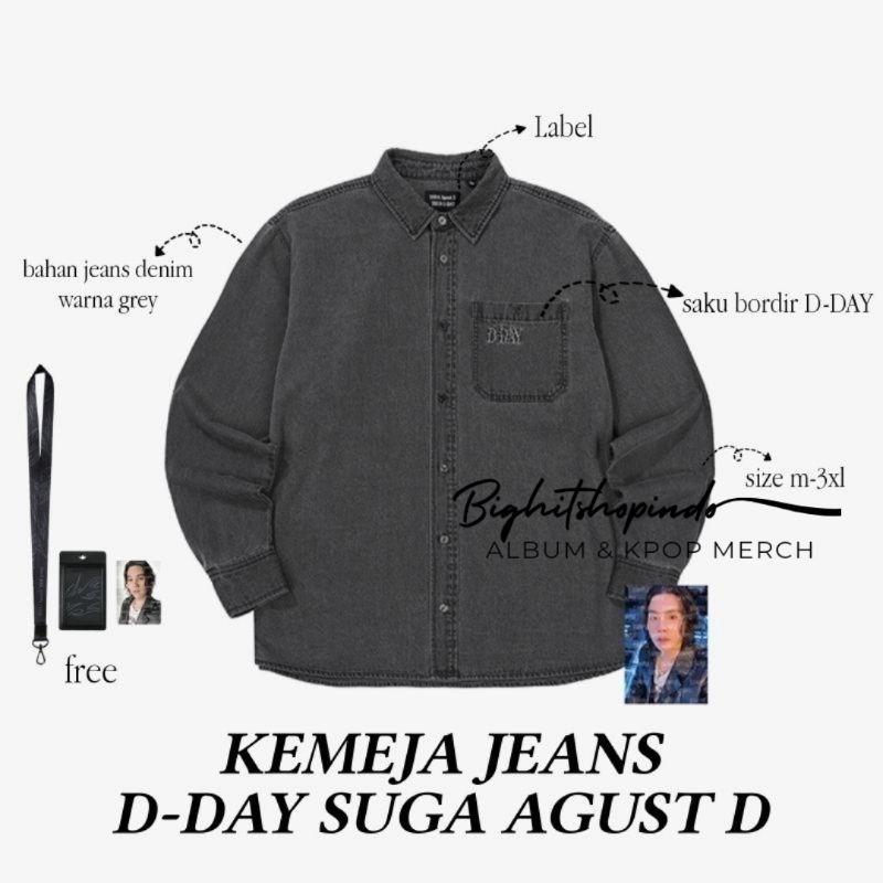 BTS SUGA SHIRT JEANS DDAY AGUST D / KEMEJA SUGA AGUST D