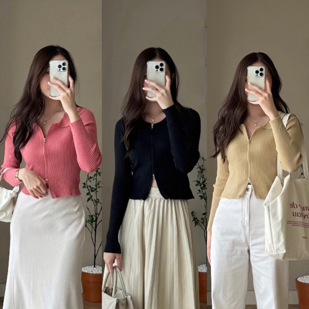 ZETERINDO - เสื้อท็อปผู้หญิง / Jiyeon ZIP Up / LATEST TRENDY เสื้อสเวตเตอร์ผู้หญิง