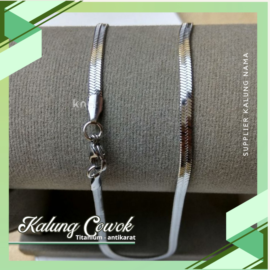 Original SILVER TITANIUM FLAT Eel สร้อยคอโซ่ | สแตนเลส | สร้อยคอเด็กชาย - สร้อยคอชื่อ_ขายส่ง