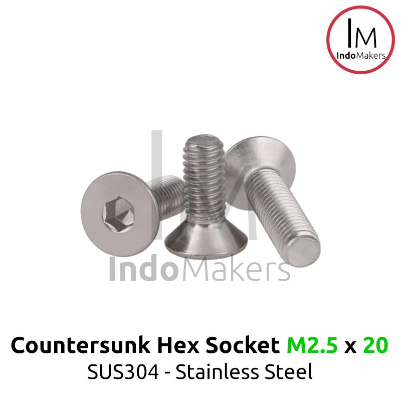 DIN7991 Hex Countersunk Screw / Flat Hex Stainless Steel Bolt M2.5x20
