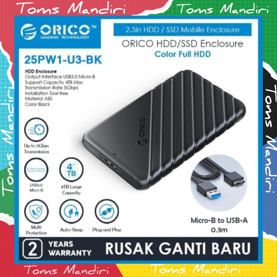 Orico ฮาร์ดไดรฟ์ 2.5 นิ้ว USB3.0 Micro-B - 25PW1-U3