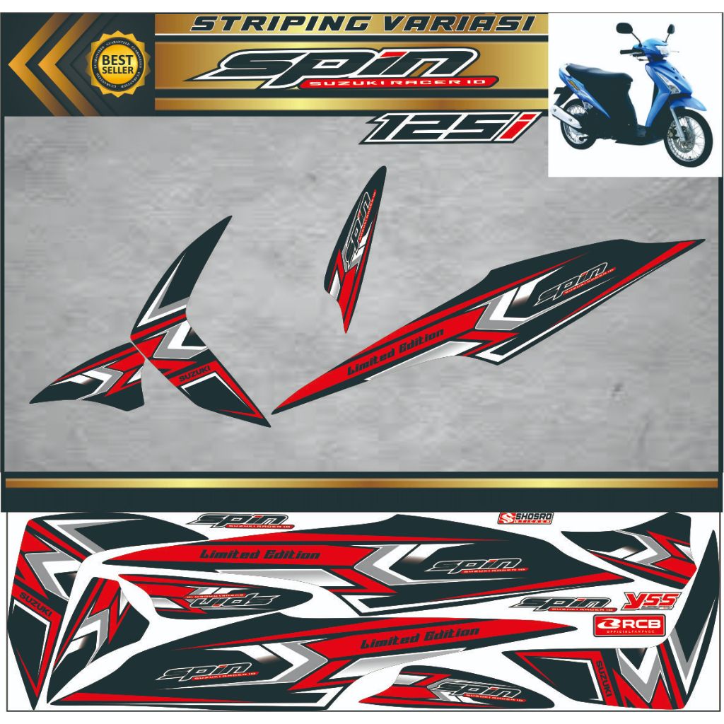 SUZUKI SPIN 125 Motorcycle Striping Sticker ล่าสุด Cool Motives SPIN LIS VARIATIONS