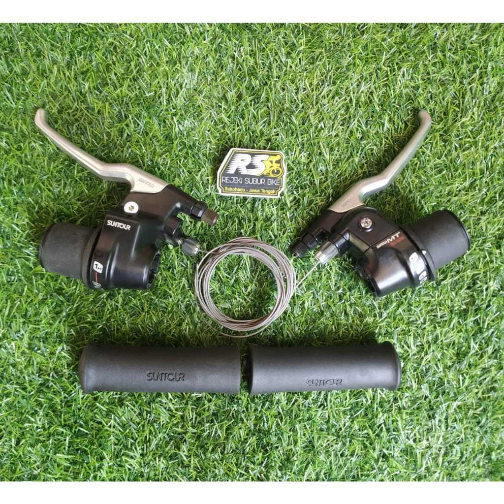 Shifter 3 x 7 speed Suntour + ปลอกแฮนด์จักรยานญี่ปุ่นเดิม mtb seli Gas