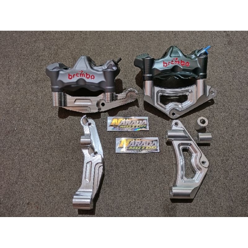 GP4RX monblock calipers 4 ลูกสูบ CNC ไทเทเนียมและสีเทา Universal สําหรับรถจักรยานยนต์ทั้งหมด gp4 เต็
