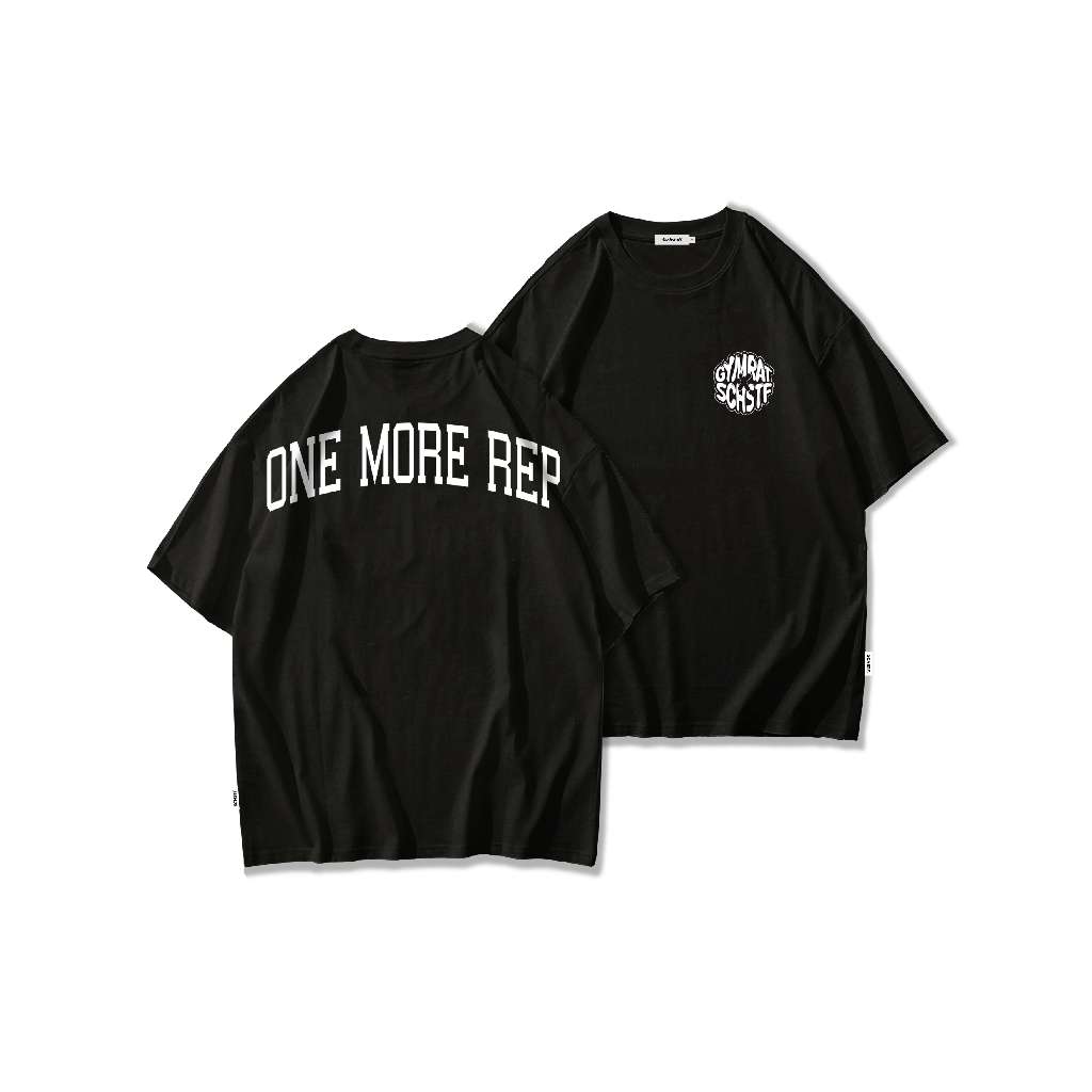 Gymrat X Sachstuff - Black One More Rep Tshirt Gym Series Oversize Tees