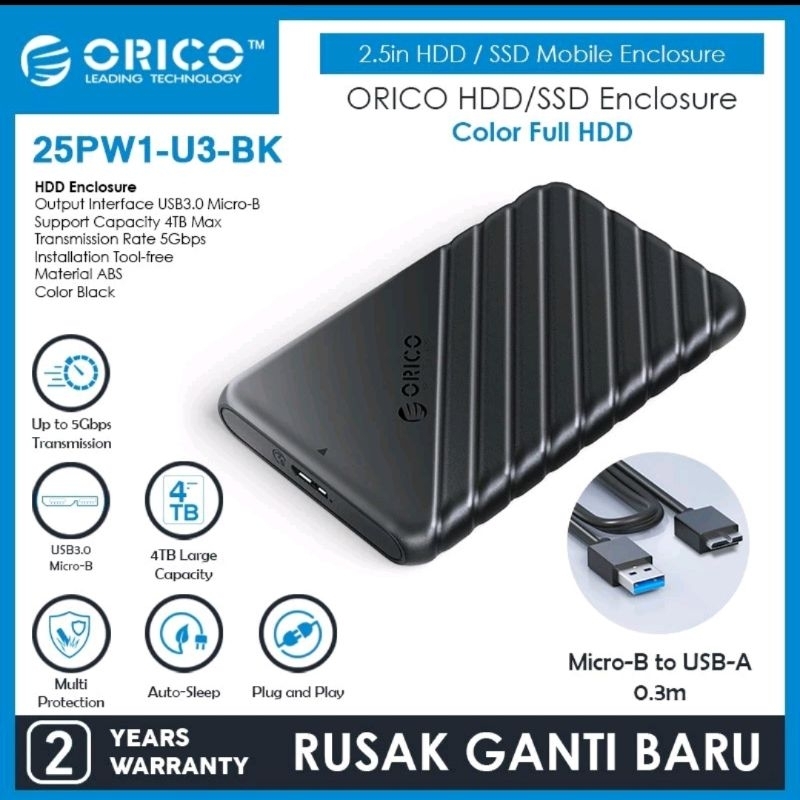 ฮาร์ดดิสก์ภายนอก SSD Orico 25PW1-U3 2.5 USB 3.0 แบบพกพา