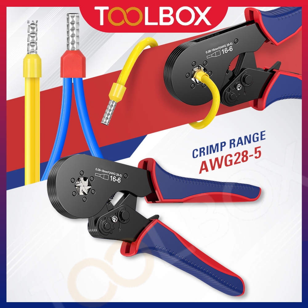 TOOBOX Ferrules 0.08-16mm2 (AWG 28-5) คีมจีบสายเคเบิลหกเหลี่ยม 800 ชิ้น Twin & Single Ferrule Connec