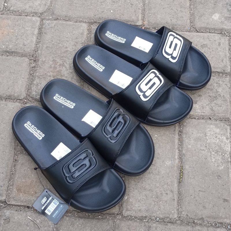Skechers รองเท้าแตะผู้ชายและผู้หญิง Flip Flop รองเท้าแตะสไลด์คู่