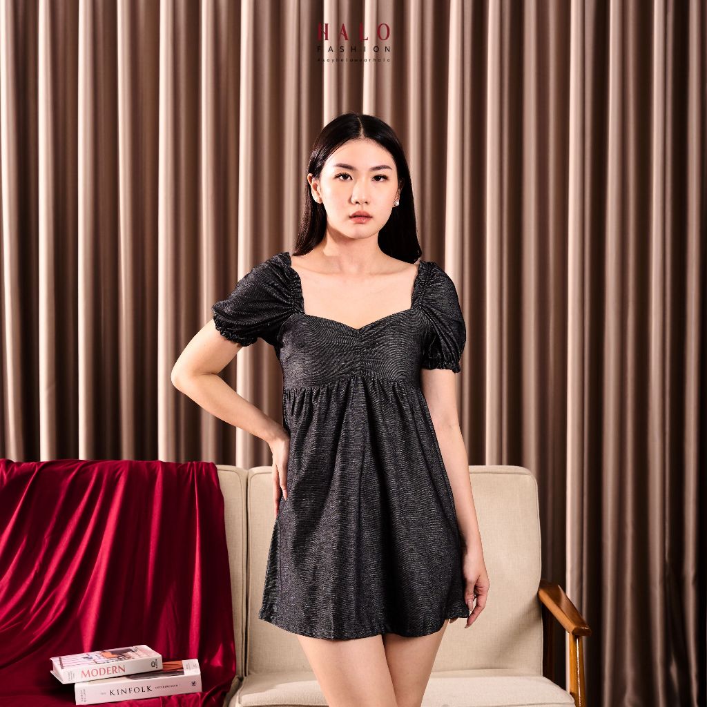 [HaloFashion] Vienna Sexy Mini Dress Sabrina Airlow Dress สไตล์เกาหลี