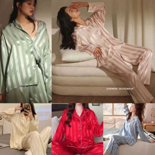 พิเศษผู้หญิง PAJAMAS ORGANIC SILK SATIN TENCEL นําเข้าหรูหราพรีเมี่ยม