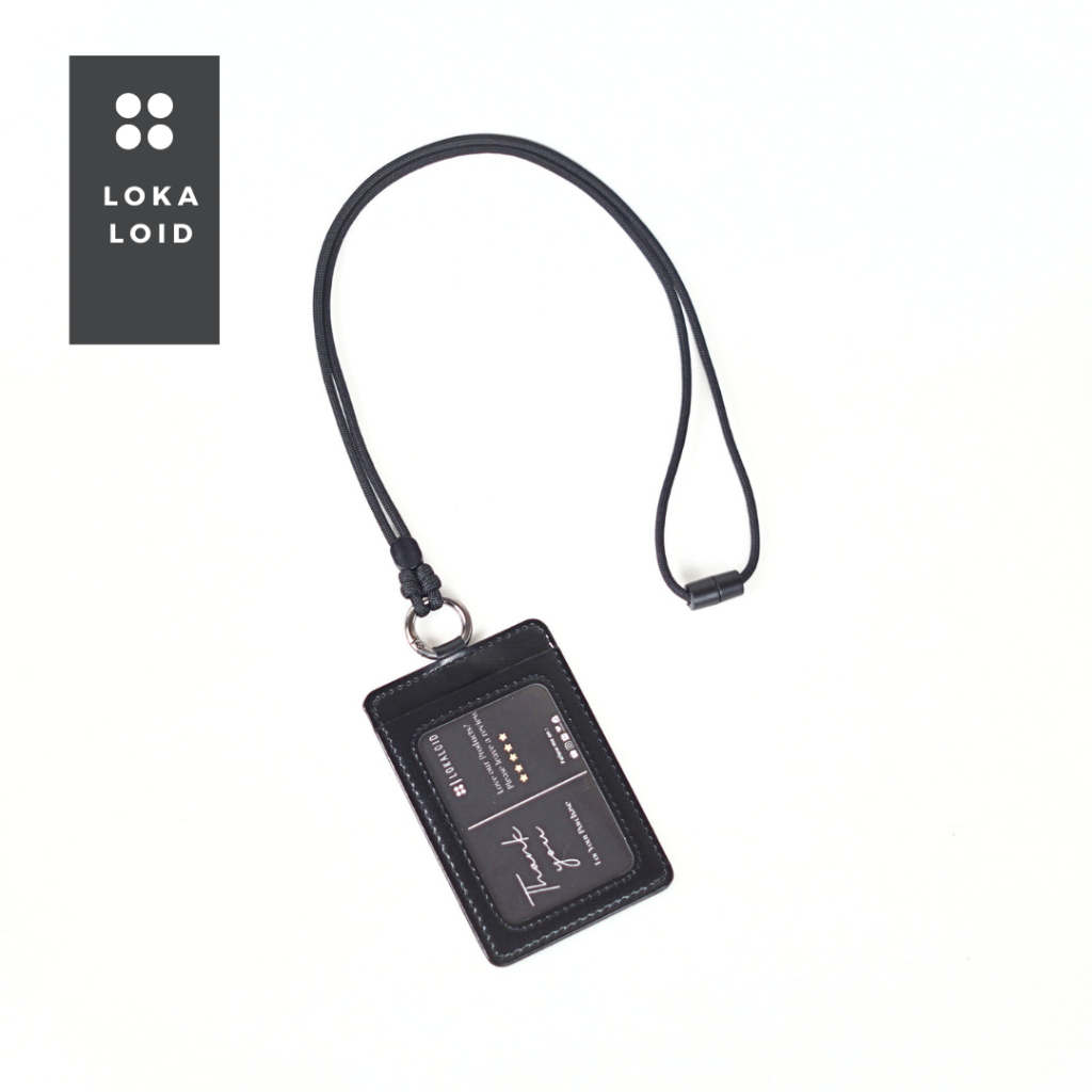 GANTUNGAN Lanyard Round Holder Casual Id Card Lanyard Ring Nametag Original Leather Design By Lokaloid