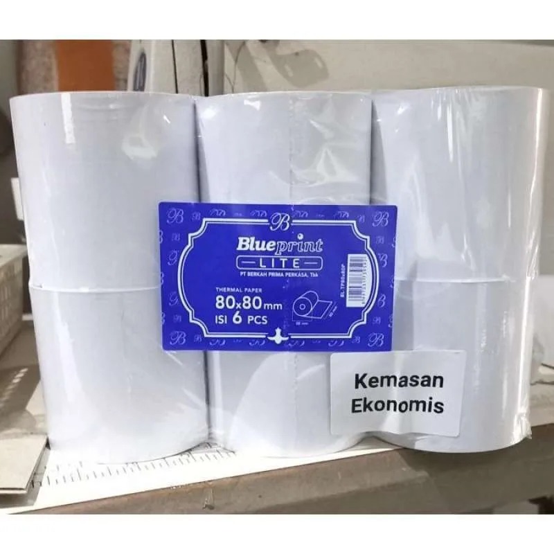 CASH REGISTER PAPER QUEUE PAPER THERMAL PARKING PAPER ขนาด 80MM BLUEPRINT 80X80 ECONOMIC PACKAGING