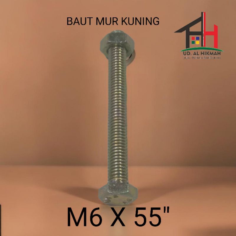 แพคเกจ 10 ชุดสีเหลือง HEX BOLTS และถั่ว M6 X 55 M6X55 KEY 10 MM