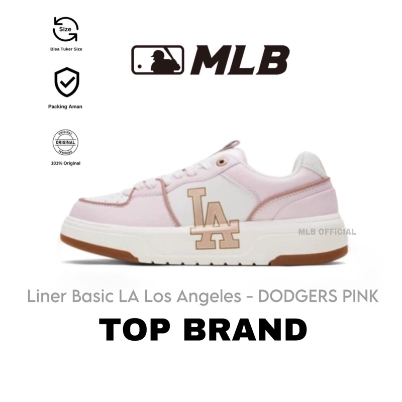 รองเท้าผ้าใบ MLB Liner Basic LA Los Angeles Dodgers สีชมพู MLB Original