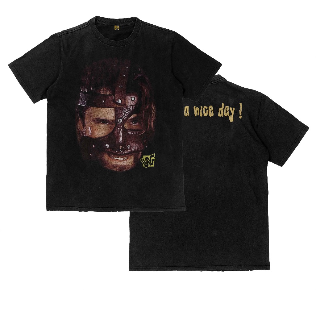 Kaos Mankind Mick Foley WWE WWF Have a Nice Day Smackdown Kaos Tebal T Shirt