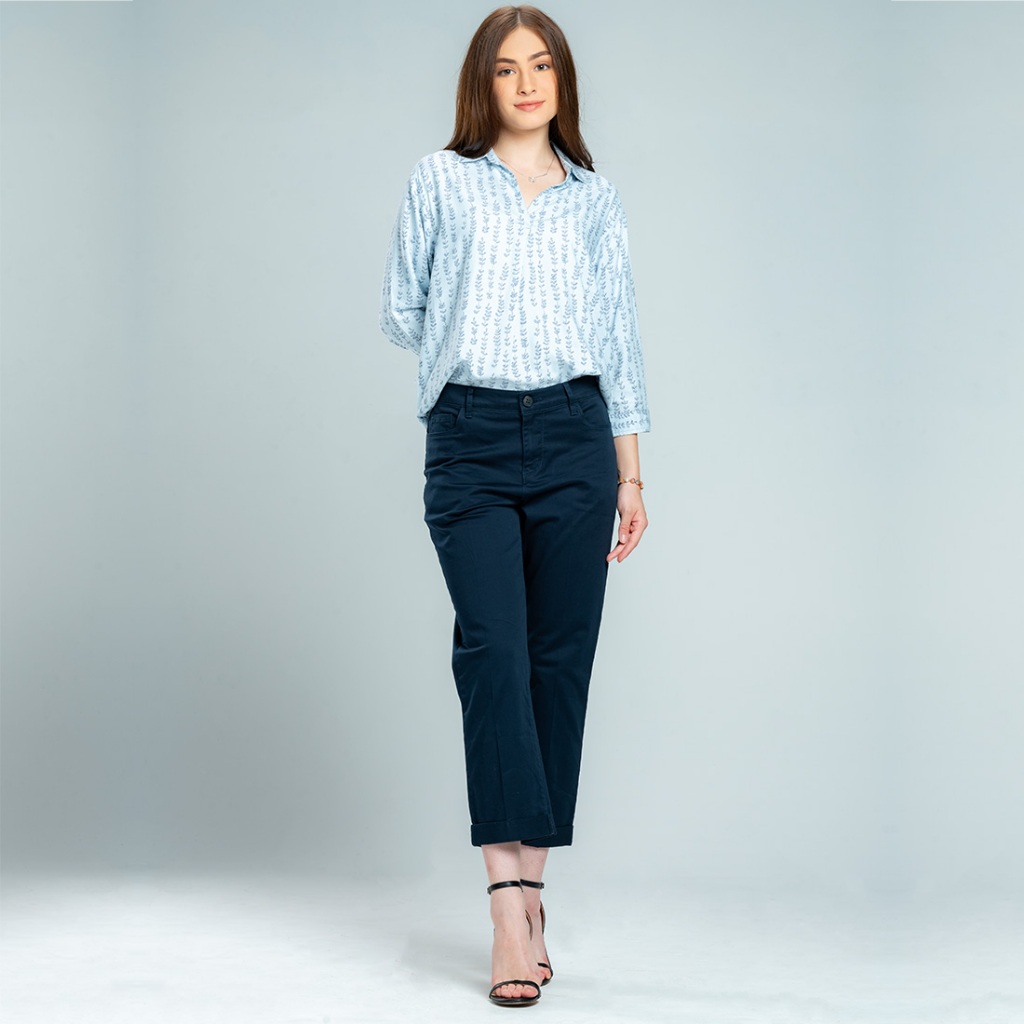 C2 Tianzu Navy Pants Straight Cut Women
