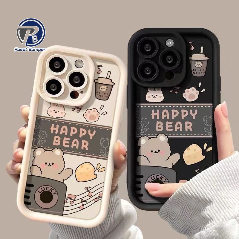SS887 CUTE HAPPY BEAR MILK TEA MUSIC HANDPHONE CASE สําหรับ INFINIX SMART 20 HD 4 5 6 + 8 ร้อน 5 6 7