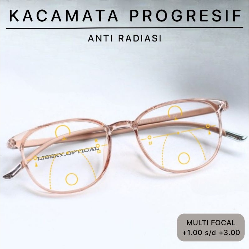 Photochromic Progressive Reading And Walking Glasses Plus - กรอบสตรี - Progressive Anti Radiation