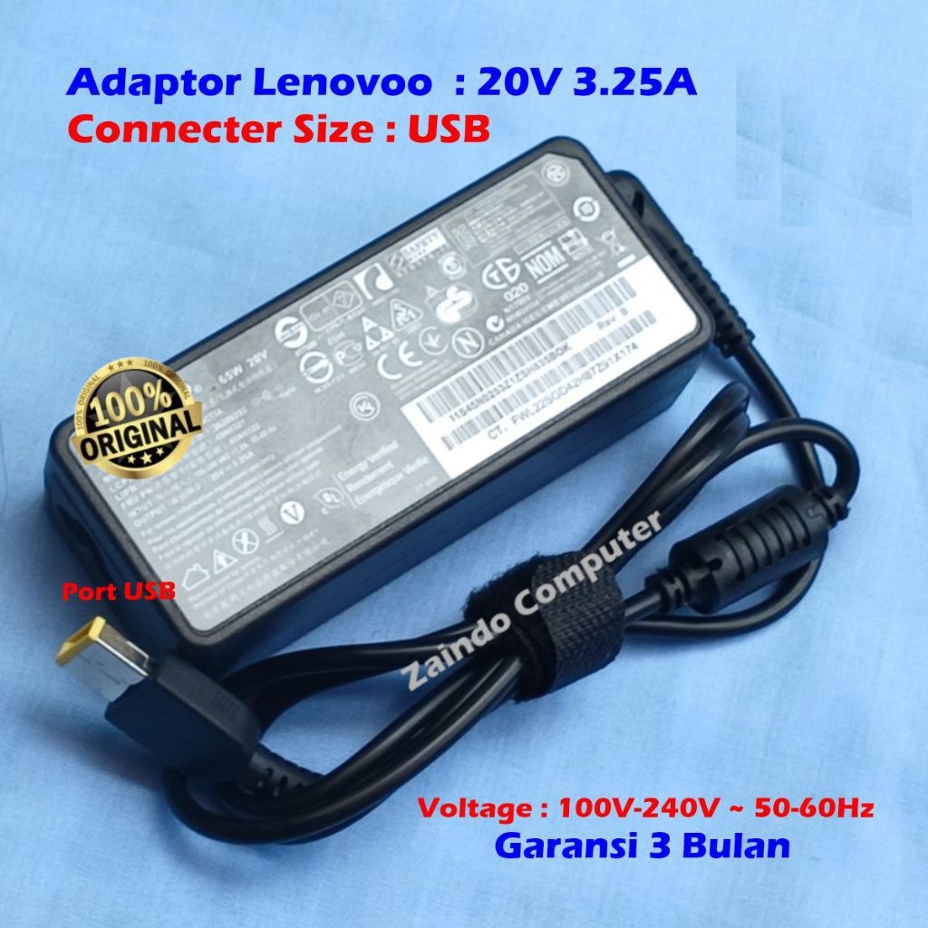 อะแดปเตอร์ Lenovoo 20V 3.25A USB IDEAPADD G400 G400S G405 G405S G400A G40 G40-30 G40-45 G40-70 300 300S 305 500S IDEAPADD YOGA SERIES THINKPADD E440 IDEAPADD TOUCH G400S G405S IDEAPAD 300 300S 305 500