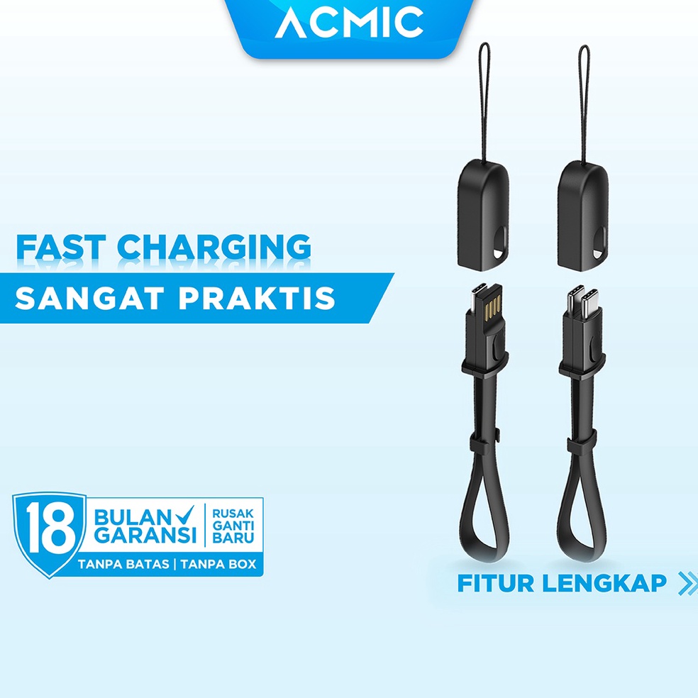 ACMIC KeyLine Data Charger Cable 2 ซม. Fast Charging Lanyard Cable