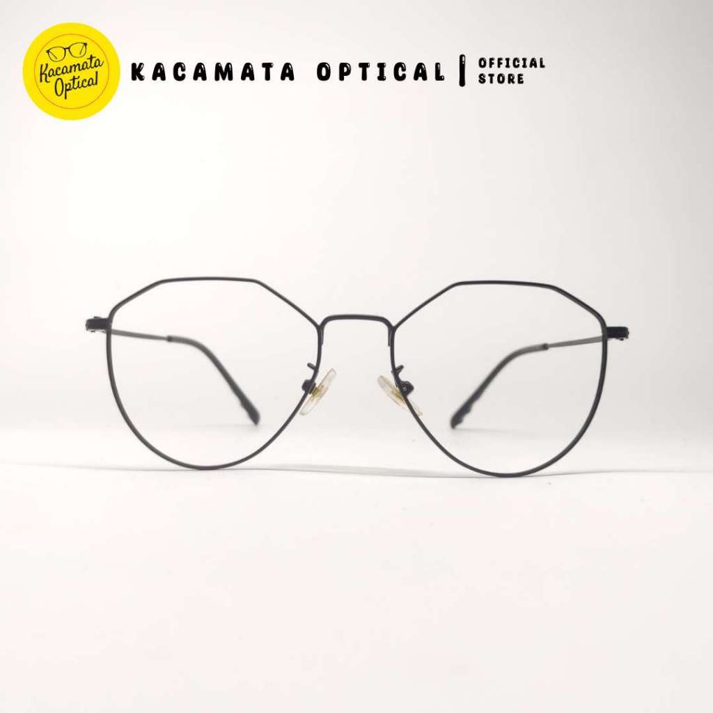 OPTICAL GLASSES - กรอบพลาสติกเหล็กสีดํารูปไข่ KMO7818