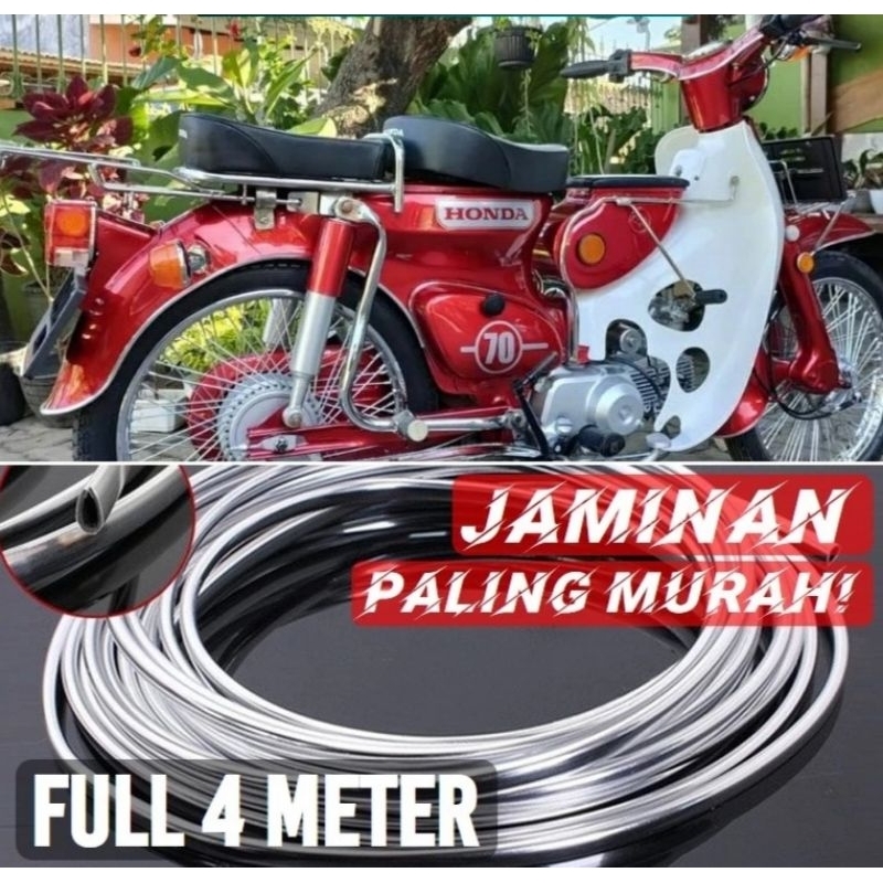 คิ้วตัวถังโครเมียมเต็ม 4 เมตรสําหรับ Honda c50 c70 yamaha v80 Suzuki rc fr chrome