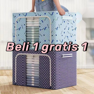 66L 100L 150L oxford kotak penyimpanan Lipat storage box pakaian serbaguna mainan box tahan lembab box storage frame baja Double Zipper container box