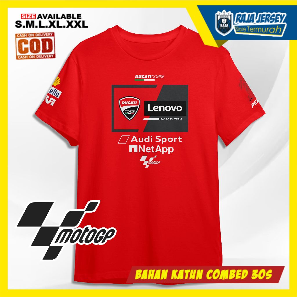 Katun เสื้อยืด เสื้อยืด MotoGP DUCATI CORSE Team Moto GP Cotton Combed 30s