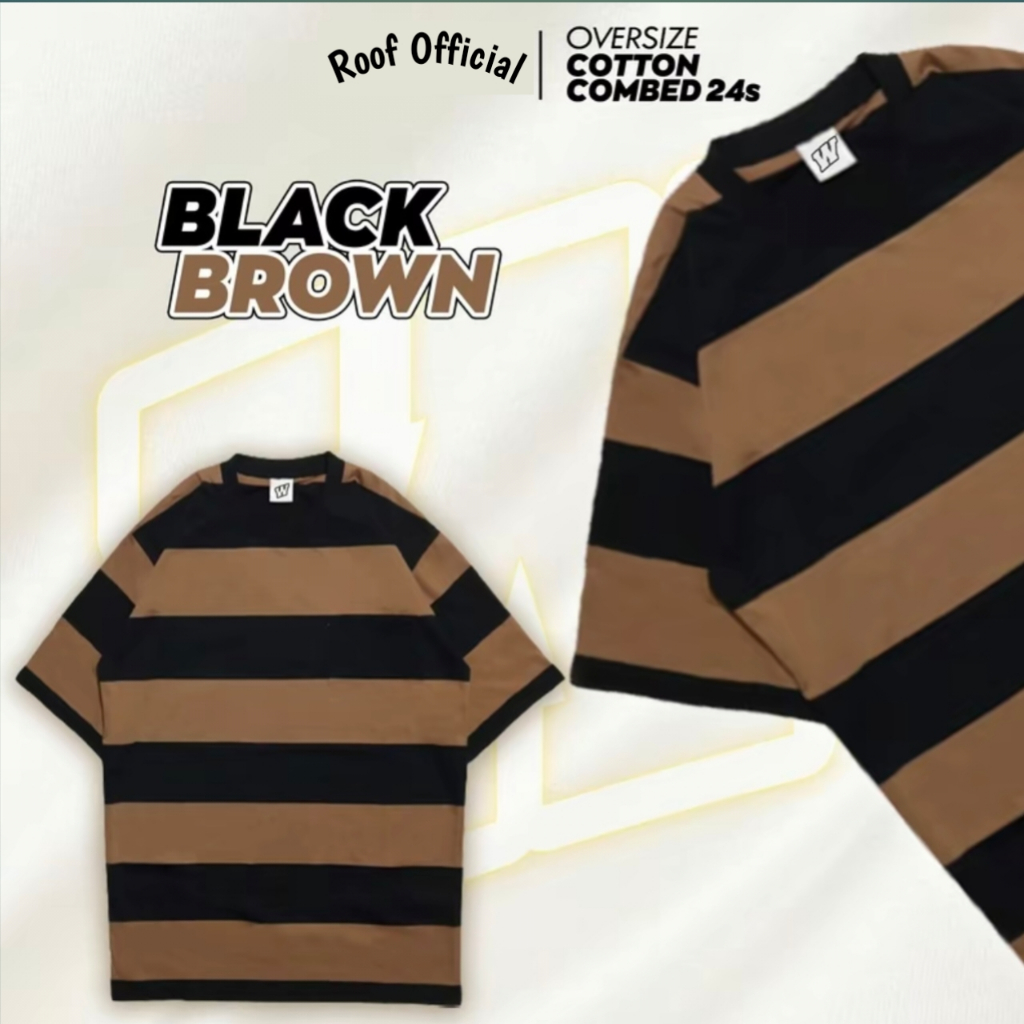 Clote-t-shirt Men Women Oversize T-Shirt BLACK BROWN Striped Top