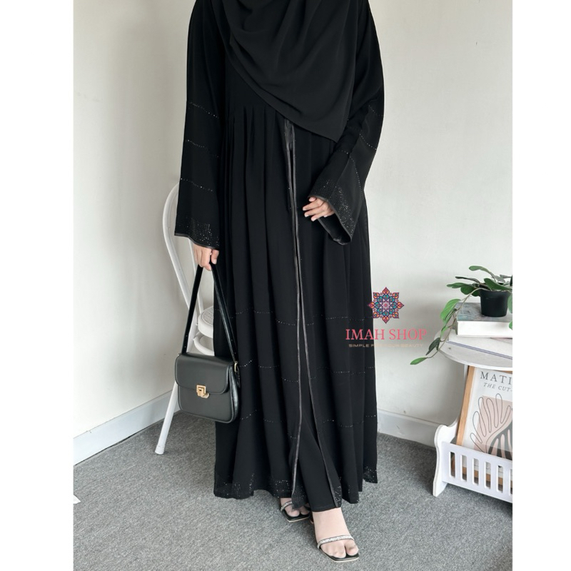 Gamis ตุรกี Abaya Haura Swarovski ดูไบซาอุดี Gamis ชุดมุสลิมพิเศษ Imah Shop ล่าสุดเสื้อผ้ามุสลิมขาย 857