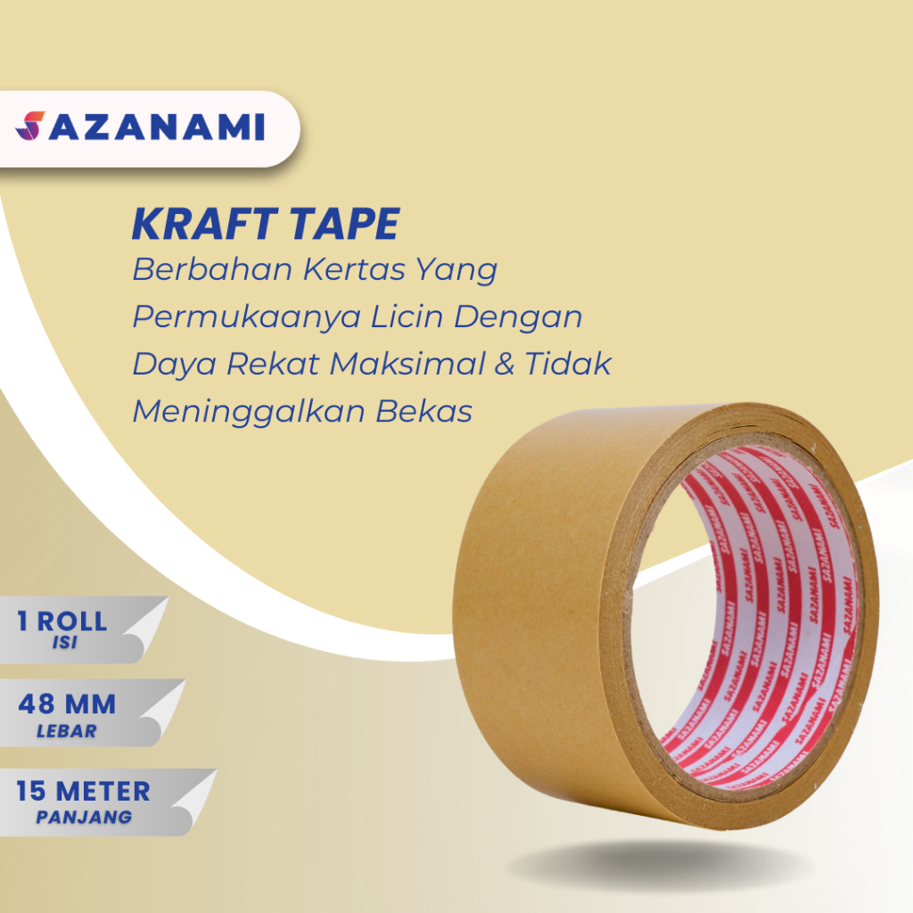 KRAFT TAPE 48MM X 15M SAZAMI KRAFT TAPE MASKING PAPER 2"