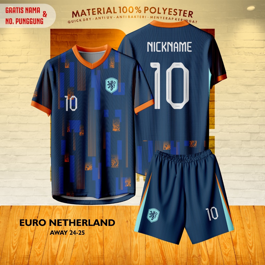 เสื้อกีฬาแขนสั้น ลายทีมชาติยูโร NETHERLAND 2024 2025