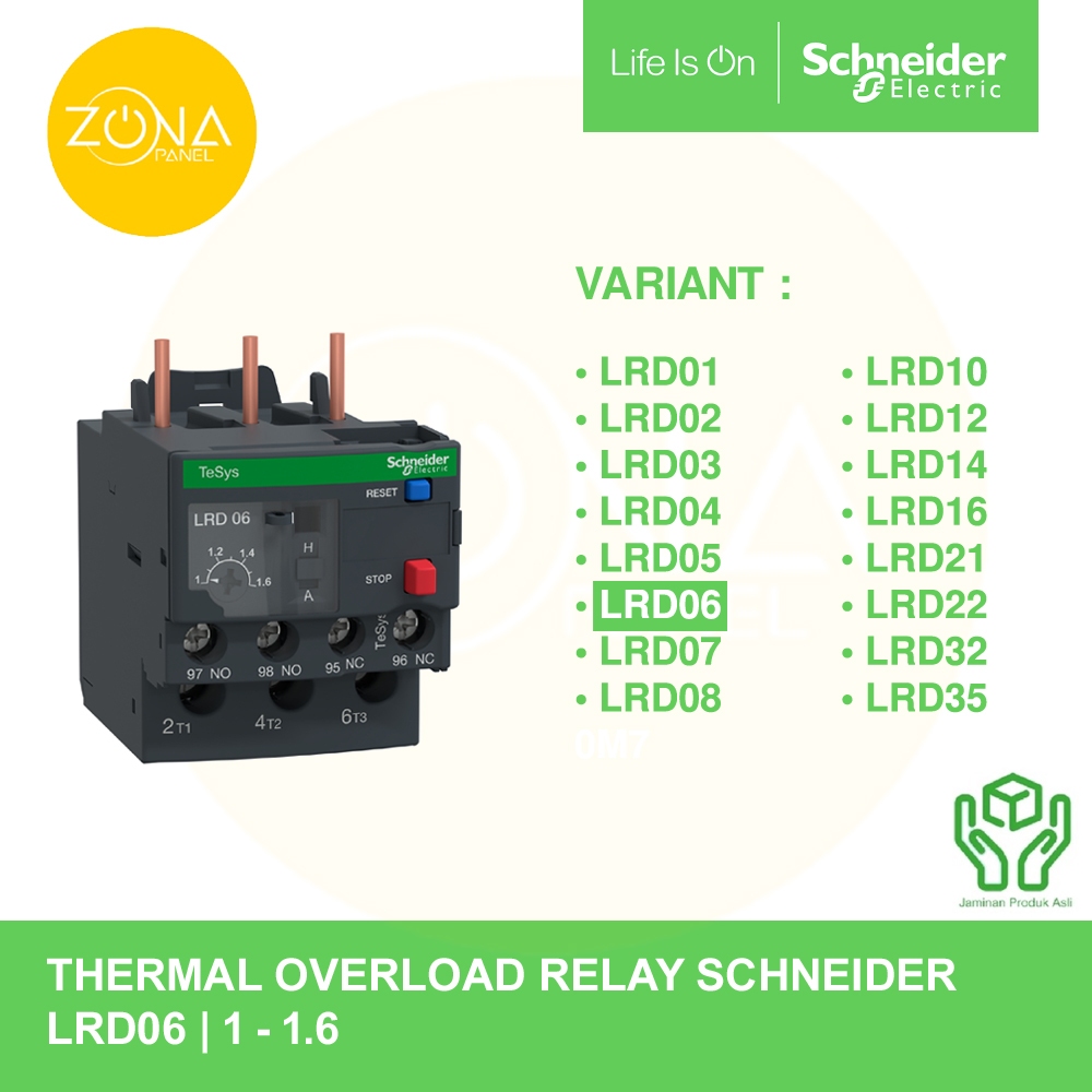 THERMAL OVERLOAD RELAY SCHNEIDER LRD06 LRD 06 1-1.6A ใหม่ต้นฉบับ