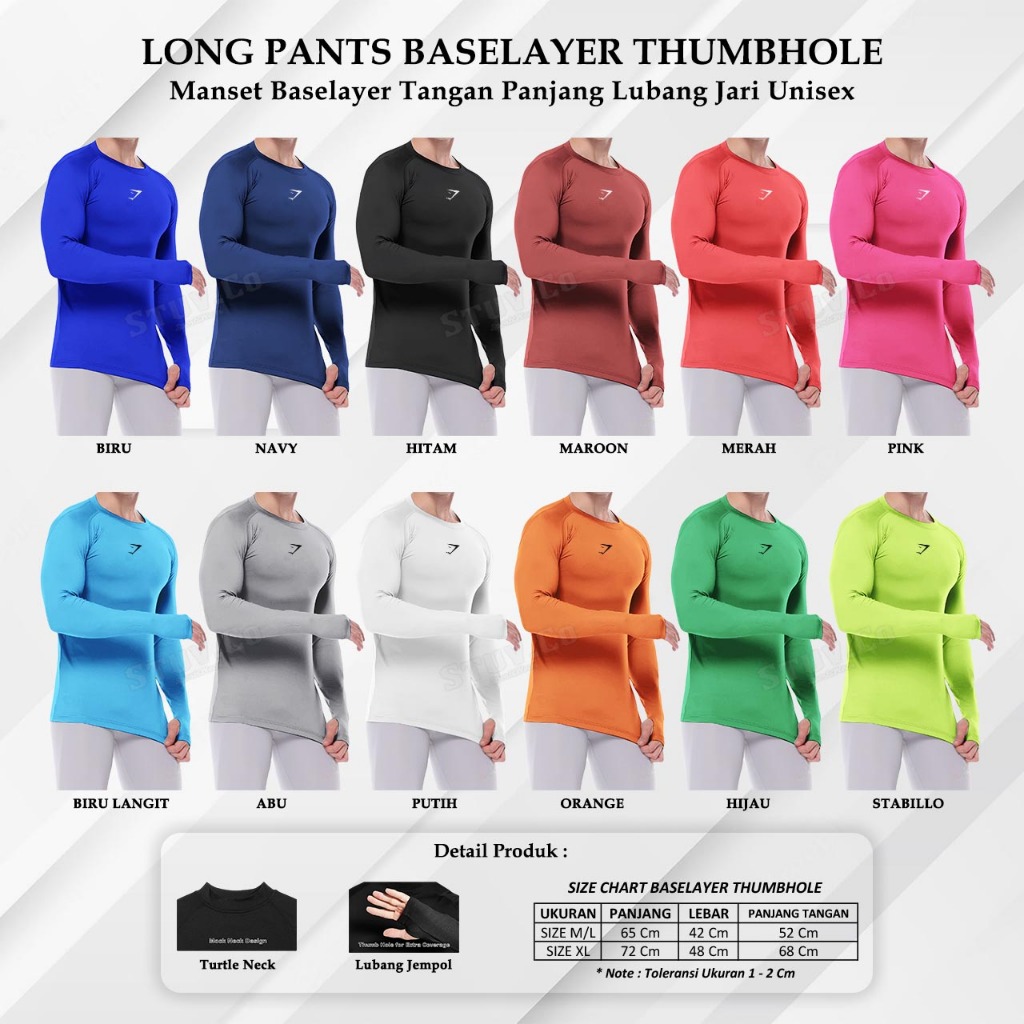 BASELAYER Finger Cuff LONGSLEEVE THUMBHOLE แขนยาวว่ายน้ํา FUTSAL GYM FITNESS DIVING ผู้ชายผู้หญิง