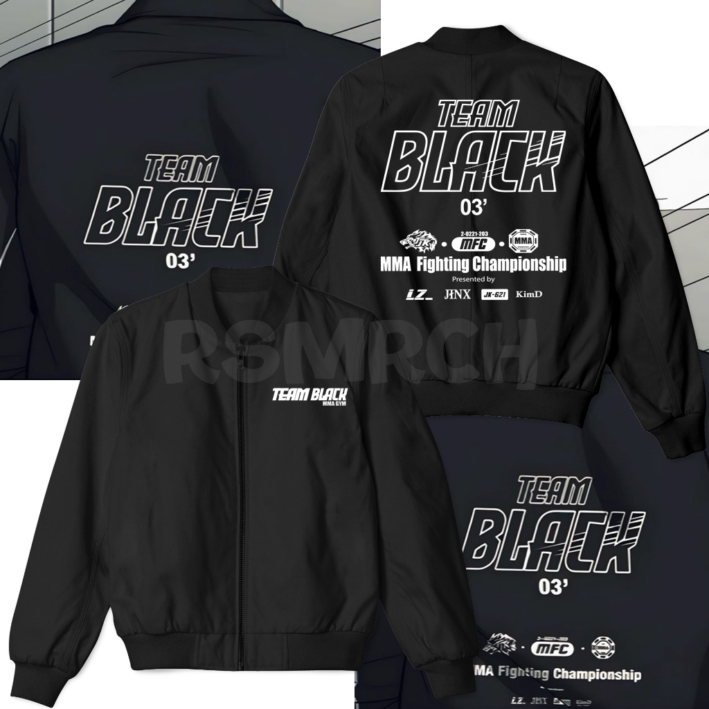 เสื้อแจ็กเก็ตบอมเบอร์ Jaekyung Team Black Jinx Team Black Gym Manhwa Jinx