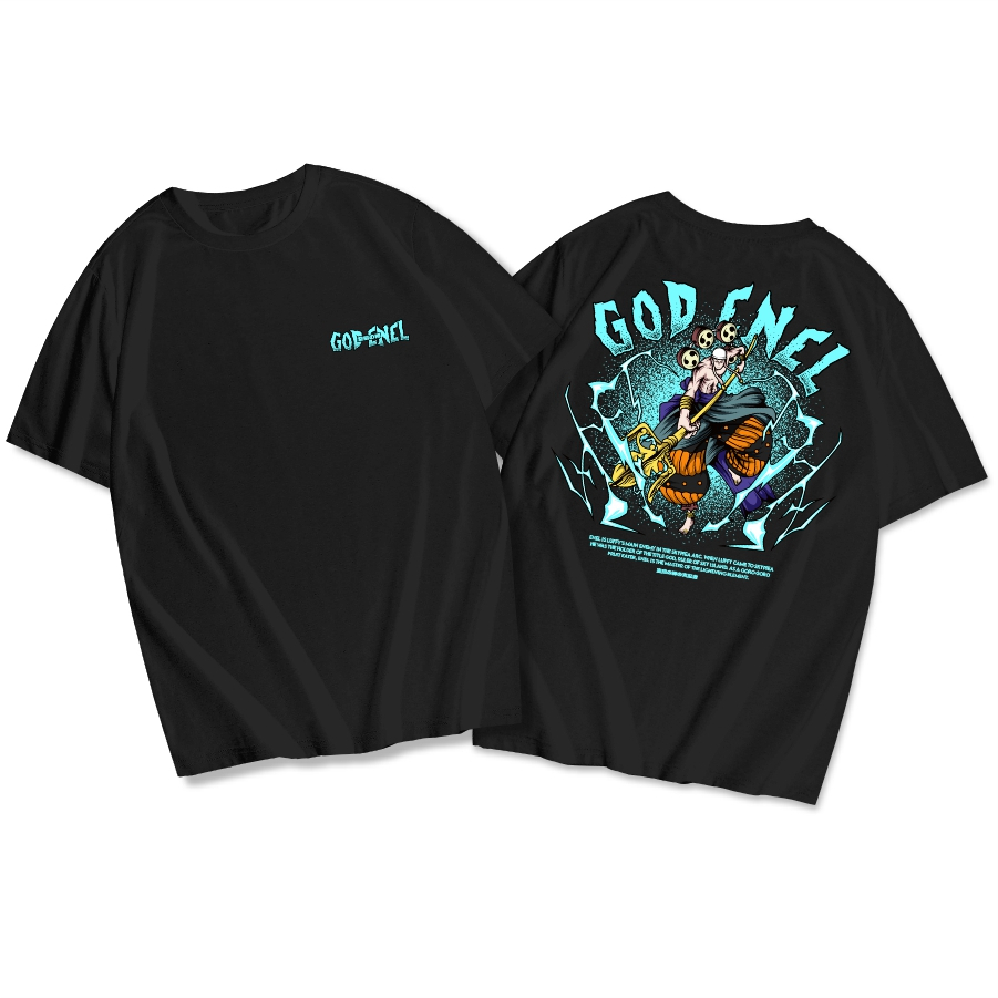 เสื้อยืด พิมพ์ลายอนิเมะวันพีช God Enel DB