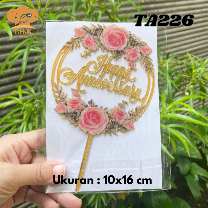 TA226 - Happy Anniversary Aluminium Cake Topper Cake Pick Decorative